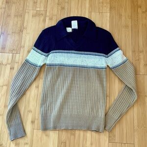 Vintage ‘70s Retro Sweater V-neck Striped